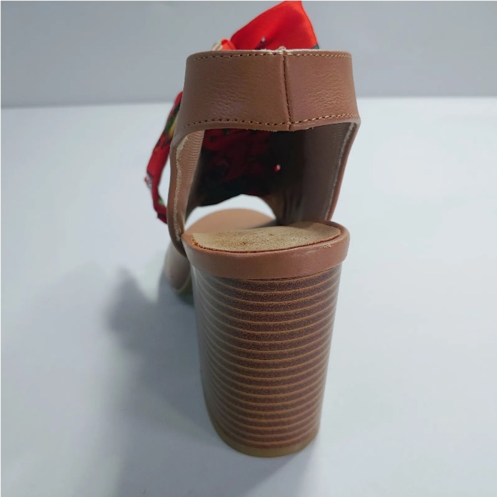 Sz 5.5 Tan Womens Bamboo heels sz 5.5 Scarf Ties - Picture 7 of 10